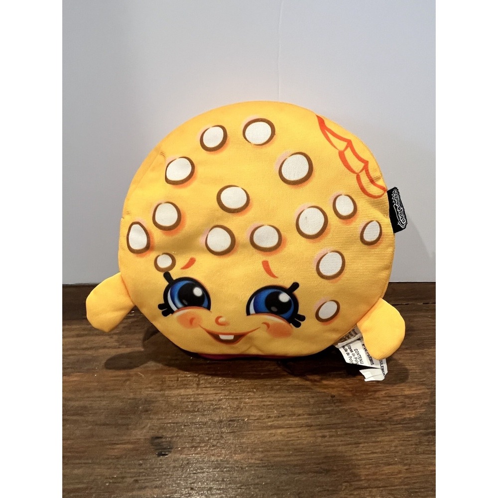 2013 Shopkins Kookie Cookie Plush 10" Stuffed Toy Pillow Yellow & Pink EUC